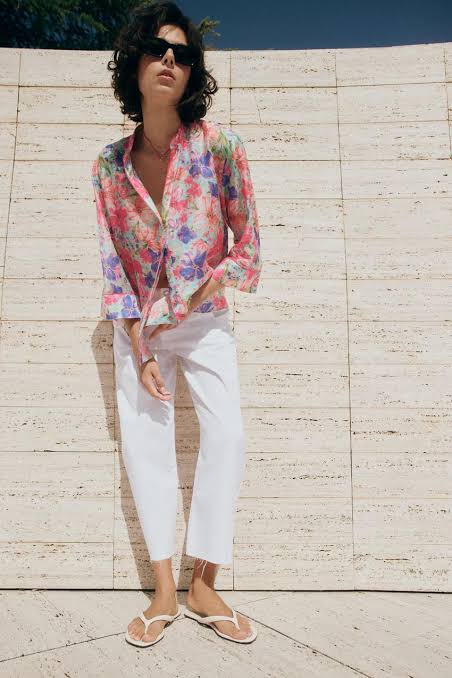Zara Women's Shirt, Printed Shirt, Multicolor